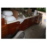 CHERRY CABINETS AND LIGHT FIXTURES