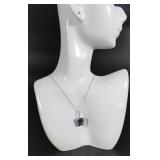 Lot 2 NEW SAVVY CIE STERLING SILVER BICOLOR FLORITE DROP PENDANT NECKLACE