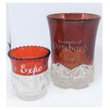 Lot 11 ANTIQUE EAPG RUBY FLASH PITTSBURGH EXPO 1899 SOUVENIR GLASS