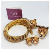 Lot 27 3pc JAY STRONGWATER CALL OF THE WILD JEWELRY SET - EARRINGS, BRACELET + RING