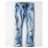 Lot 73 UNISEX AMERICAN EAGLE ATELIER+REPAIRS LIGHT BLUE DISTRESSED JEANS 28X30