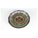 LOT 9 FENTON CARNIVAL GLASS DRAGON + LOTUS SCALLOPED EDGE BOWL