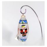 LOT 26 NEW WITH TAG INSIDE ART (IA) FIGI NUTCRACKER + CANDY CANE GLASS CHRISTMAS ORNAMENT