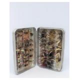 LOT 50 VINTAGE PERRINE #66 POCKET FLY FISH CASE WITH FLY FISH LURES