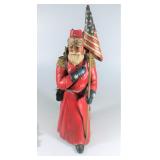 LOT 55 RETIRED SIGNED + NUMBERED LEO SMITH III FOLK ART STARS + STRIPES SANTA FIGURINE
