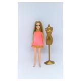 20 VINTAGE 1970 TOPPER DAWN DOLL IN HOT PINK + GOLD MINI DRESS + DRESS FORM