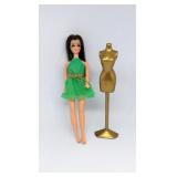 22 VINTAGE TOPPER DAWN DOLL ANGIE WITH GREEN MINI DRESS + DRESS FORM