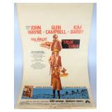 30 VINTAGE 1969 PARAMOUNT PICTURES ORIGINAL JOHN WAYNE TRUE GRIT POSTER