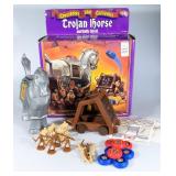 43 VINTAGE 1984 CROSSBOWS AND CATAPULTS TROJAN HORSE AND BATTLE SHIELD PLAY SET