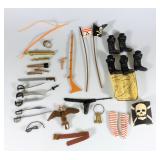 3 VINTAGE 1973 LESNEY FIGHTING FURIES PIRATE WEAPONS + ACCESSORIES