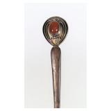 81 ANTIQUE VICTORIA .925 STERLING SILVER, WOOD + CARNELIAN HAIR STICK PIN