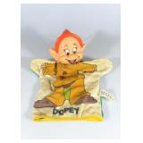 87 VINTAGE WALT DISNEY PRODUCTIONS DOPEY HAND PUPPET - MADE IN JAPAN