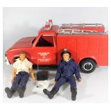100 VINTAGE EMERGENCY LA COUNTY SQUARD 51 RESCUE SQUAD FIRE TRUCK + LJN FIGURES