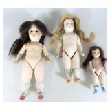 101 3pc LOT ANTIQUE BISQUE DOLLS W/REAL HAIR - LIMBACH, GERMANY
