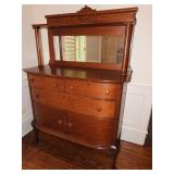 Bow front mirrored buffet cabinet