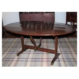 Antique 19th Century Oval Tilt-Top (60” x 44”) table and tilts to a vertical position so it may be s Antique 19th Century Oval Tilt-Top (60” x 44”) table and tilts to a vertical position so it may be s