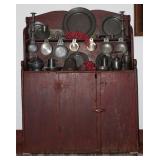 Primitive Americana Farm House open Cupboard over a single door cabinet. Early 19th Century (55” bac