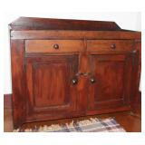Antique 19th Century double door/2 Drawer Dry Sink (34”H at back x45”W x 17”D) Antique 19th Century double door/2 Drawer Dry Sink (34”H at back x45”W x 17”D)