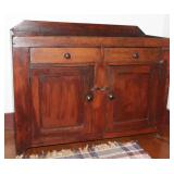 Antique 19th Century double door/2 Drawer Dry Sink (34”H at back x45”W x 17”D) 