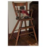 Antique Arrow Back Youth Chair shown with Pickaninny Mama and Baby Rag Dolls