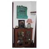 Overall view of Antique Pine  Cabinet Top - Double Door Glass Front Jelly Cabinet (37” H x 36”W x 13