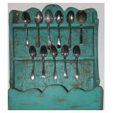 Primitive Folk Art 20th Century Spoon Cabinet (21”W x 26”H x 7”D) shown with Antique Serving Spoons Primitive Folk Art 20th Century Spoon Cabinet (21”W x 26”H x 7”D) shown with Antique Serving Spoons