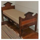 Antique primitive rope youth bed with pillow ticking mattress pre-Civil War Antique primitive rope youth bed with pillow ticking mattress pre-Civil War