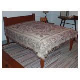 Antique 1800’s Solid Wood Rope Bed with bed board and mattress. Shown with a vintage Reversible “Eag