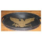 Vintage Black Metal Tray with Eagle (23” x 17” x 2”D)