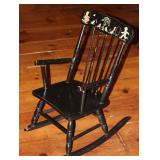 Vintage Painted Child’s Black Rocker 