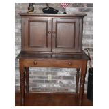 American Antique Plantation Desk with wide drawer and double doors.  Bottom Desk Area (32”H x 42”W x