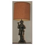 Chalkware ”Town Crier” Lamp with Burlap Shade (37.5”) C. 1960-70 Chalkware ”Town Crier” Lamp with Burlap Shade (37.5”) C. 1960-70