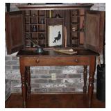 American Antique Plantation Desk with wide drawer and double doors.  Bottom Desk Area (32”H x 42”W x