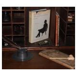 Plantation Desk with Antique English Pewter Ships Inkwell with six Quill holes circa 1800 to 1900s, Plantation Desk with Antique English Pewter Ships Inkwell with six Quill holes circa 1800 to 1900s,