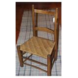 Antique American Primitive 2-Slat Ladder Back Chair with Splint Cane Seat