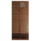 Antique Wrought Iron Adjustable Height Arm with both Electrical and Candle Burner/with snuffer and w