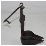 Antique Forged Iron Double “Cruises ” Lamps used whale oil, blubber or grease. c 1700’s Antique Forged Iron Double “Cruises ” Lamps used whale oil, blubber or grease. c 1700’s
