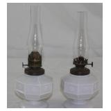 Antique Milk Glass Miniature Oil Lamp c. 1890’s (9”H) Antique Milk Glass Miniature Oil Lamp c. 1890’s (9”H)