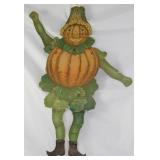 Antique Diecut Articulated Pumpkin Scarecrow (20”H). C. 1930-40’s