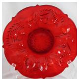 Mossed Glass “Inverted Thistle” Ruby Deviled Egg Tray (12”D)