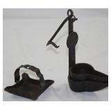 Antique Forged Iron Double “Cruises ” Lamps used whale oil, blubber or grease. c 1700’s Antique Forged Iron Double “Cruises ” Lamps used whale oil, blubber or grease. c 1700’s