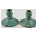 Camden, Arkansas “Camark Pottery“ Turquoise Matte Finish Candle Holders c.1940-1950’s