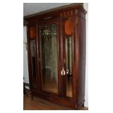 Antique Victorian Era 3-Shelf Linen Press/Armoire with 3 Bevel Mirror Doors. (84”H x 53”W x 17”D) Antique Victorian Era 3-Shelf Linen Press/Armoire with 3 Bevel Mirror Doors. (84”H x 53”W x 17”D)