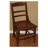 Antique early 20th Century Walnut Hand Cane Bottom Side Chair 