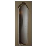 Antique White Framed, Gold Gilt Accent Dressing Mirror (14.5”W x52”H) Antique White Framed, Gold Gilt Accent Dressing Mirror (14.5”W x52”H)