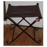New Roman Style Folding Wrought Iron Metal Stool with Leather Seat New Roman Style Folding Wrought Iron Metal Stool with Leather Seat