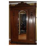 Antique 1880’s French Louis XVI 3-Door Armoire, with Arched Bevel Mirror Center Door. Arched Crow Antique 1880’s French Louis XVI 3-Door Armoire, with Arched Bevel Mirror Center Door. Arched Crow