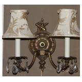 Pair Vintage Solid Brass 2-Arm Wall Lamps with Crystal Prisms (1 of 2 Shown) Pair Vintage Solid Brass 2-Arm Wall Lamps with Crystal Prisms (1 of 2 Shown)