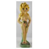 Vintage Carnival Chalkware Burlesque Lady with Fan (16”H)