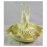 Camark Pottery Rare Flower Bowl with cranes Flower Frog